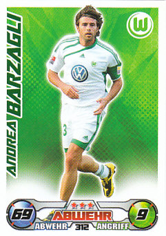 Andrea Barzagli VfL Wolfsburg 2009/10 Topps MA Bundesliga #312